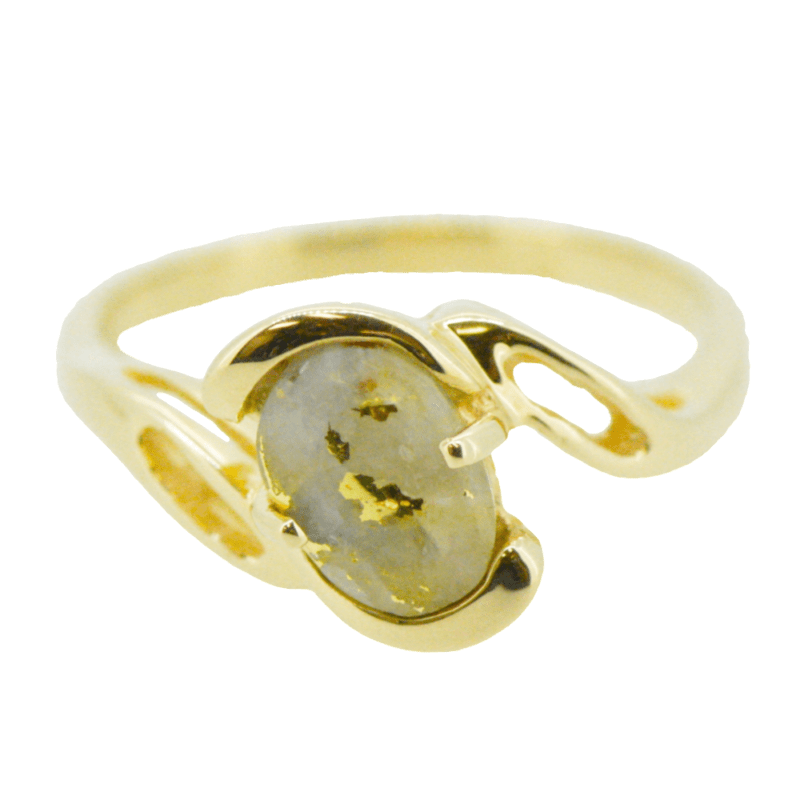 Ladies 9x7 mm Gold Quartz Ring