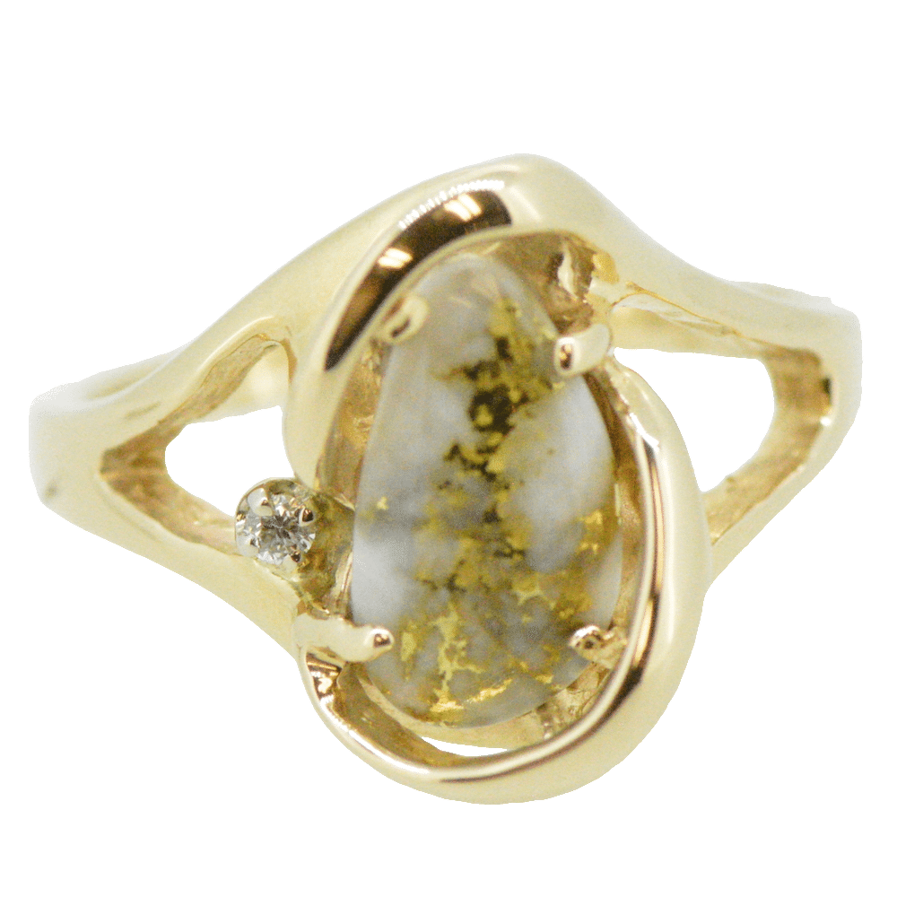 Ladies Gold Quartz & Diamond Ring