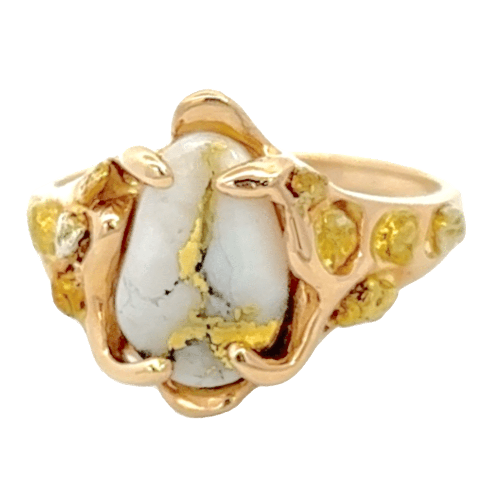 Ladies Gold Quartz & Gold Nugget Ring, Alaska Mint