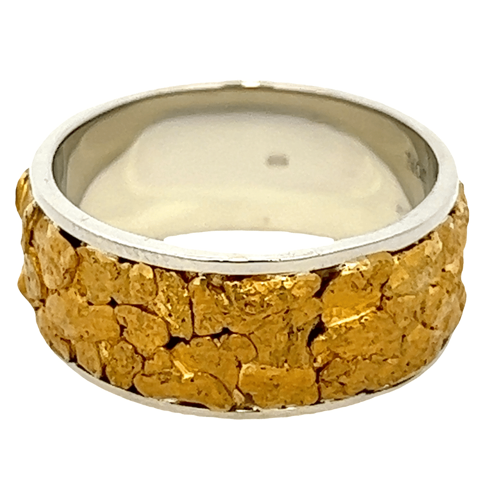 Mens, 10m, White Gold, Nugget Ring, Alaska Mint