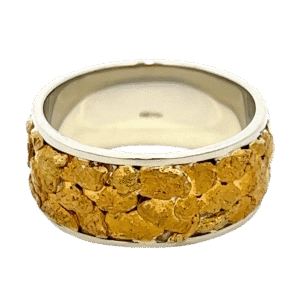 Mens, 10m, White Gold, Nugget Ring, Alaska Mint