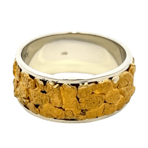 Mens, 10m, White Gold, Nugget Ring, Alaska Mint