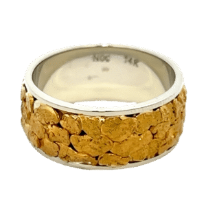 Mens, 10m, White Gold, Nugget Ring, Alaska Mint