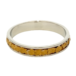 Mens, 4m, White Gold, Nugget Ring, Alaska Mint