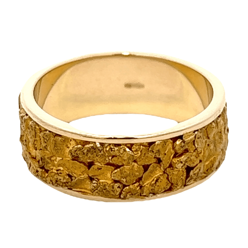 Mens, 8m, Yellow Gold, Nugget Ring, Alaska Mint