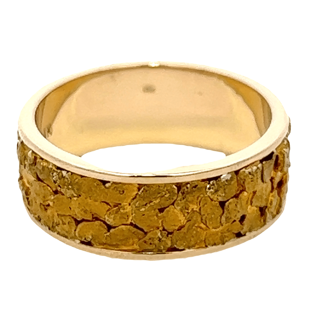 Mens, 8m, Yellow Gold, Nugget Ring, Alaska Mint
