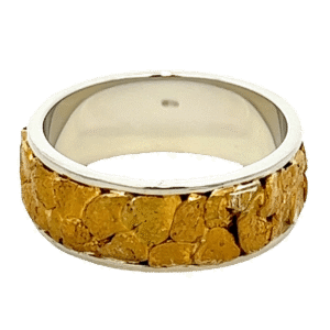 Mens, 8m, White Gold, Nugget Ring, Alaska Mint