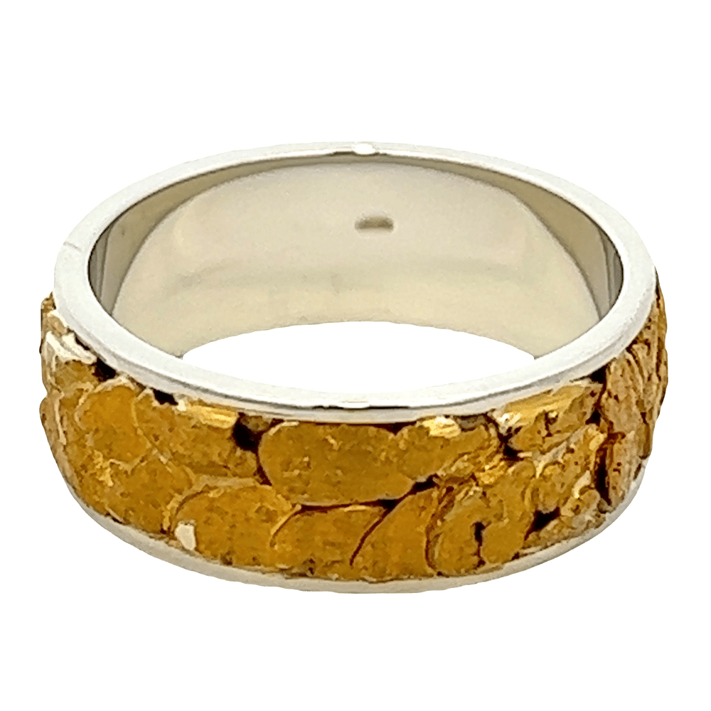 Mens, 8m, White Gold, Nugget Ring, Alaska Mint
