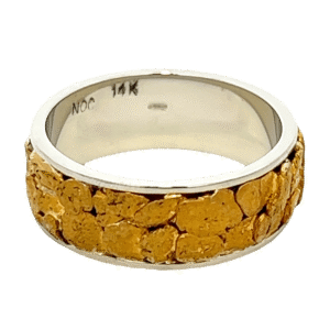 Mens, 8m, White Gold, Nugget Ring, Alaska Mint