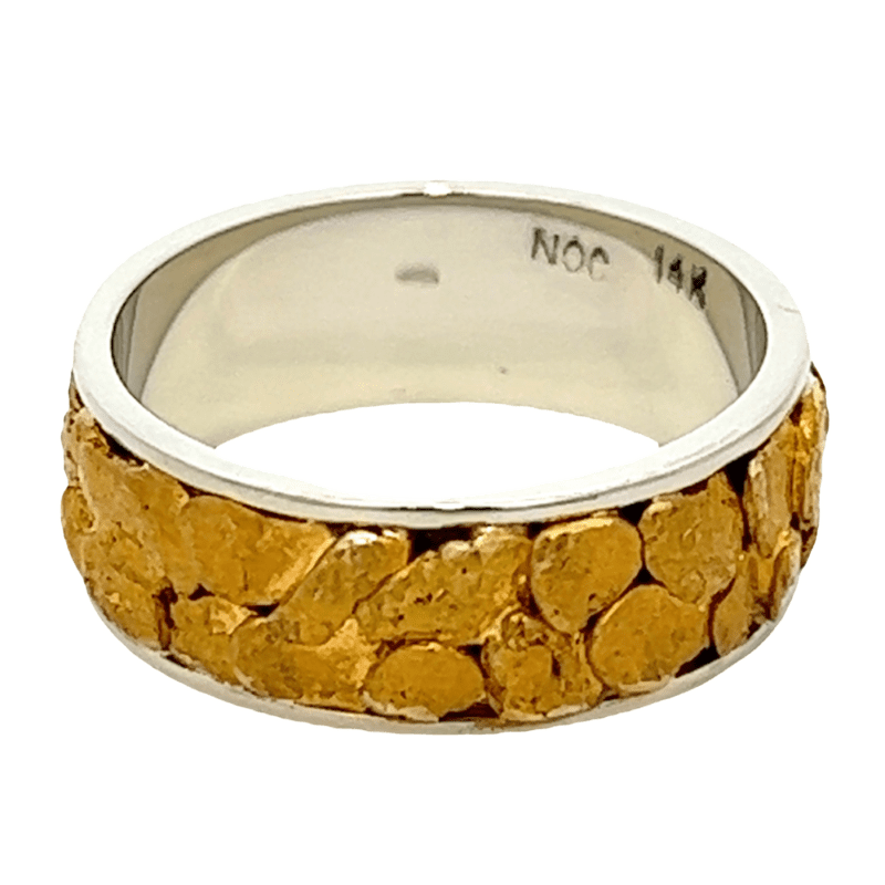 Mens, 8m, White Gold, Nugget Ring, Alaska Mint