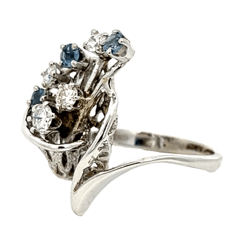 White Gold Sapphire & Diamond Estate Ring, Alaska Mint