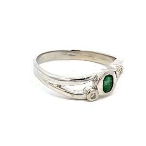 Emerald & Diamond White Gold Estate Ring, Alaska Mint