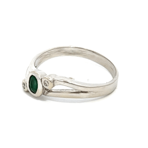 Emerald & Diamond White Gold Estate Ring, Alaska Mint
