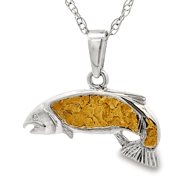 Gold Nugget Salmon Pendant, Alaska Mint
