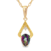 14k Reverse Teardrop Northern Lights Topaz Gold Nugget Pendant, Alaska Mint