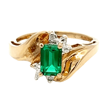 Lab Grown Emerald & Diamond Estate Ring, Alaska Mint