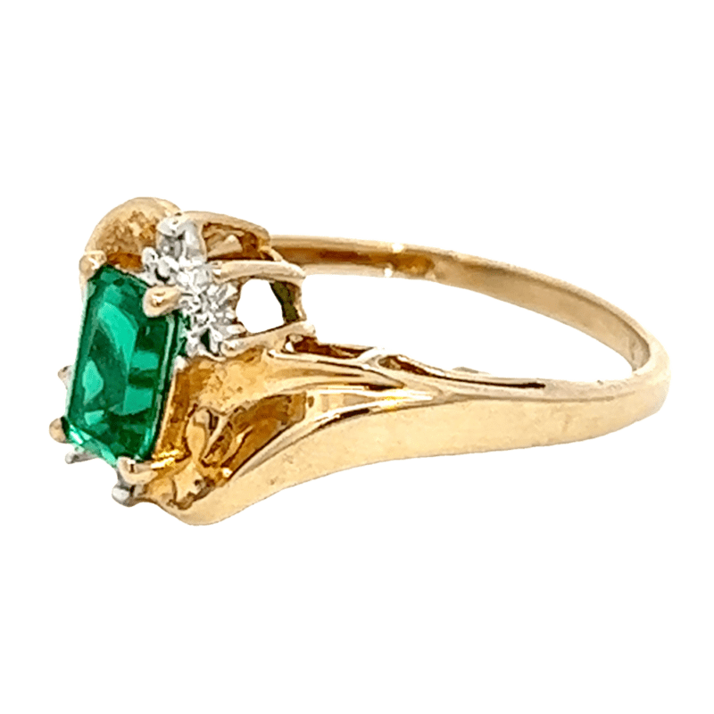 Lab Grown Emerald & Diamond Estate Ring, Alaska Mint