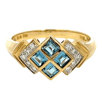 18k Blue Topaz & Diamond Estate Ring, Alaska Mint