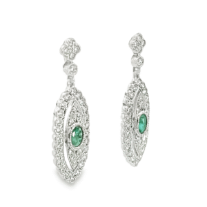 Diamond Emerald 18k Estate Earrings, Alaska Mint