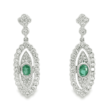 Diamond Emerald 18k Estate Earrings, Alaska Mint
