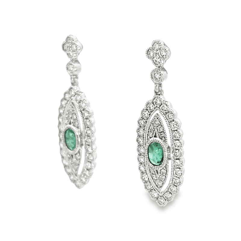 Diamond Emerald 18k Estate Earrings, Alaska Mint
