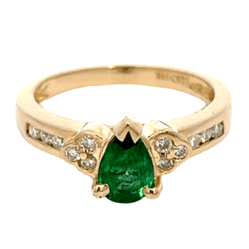 14k Estate Diamond & Emerald Ring, Alaska Mint