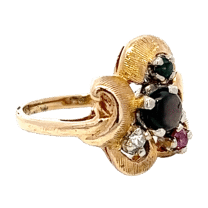 Star Sapphire, Blue Topaz, Ruby & Diamond Estate Ring, Alaska Mint