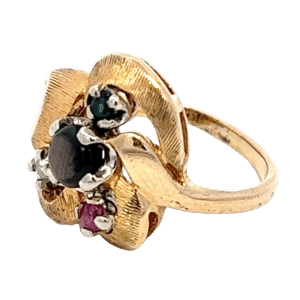 Star Sapphire, Blue Topaz, Ruby & Diamond Estate Ring, Alaska Mint