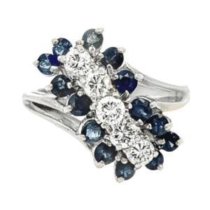 Estate Sapphire & Diamond 14k White Gold Ring, Alaska Mint
