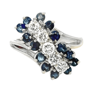 Estate Sapphire & Diamond 14k White Gold Ring, Alaska Mint