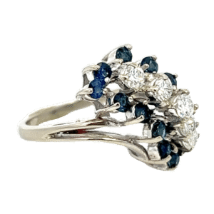Estate Sapphire & Diamond 14k White Gold Ring, Alaska Mint