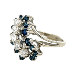 Estate Sapphire & Diamond 14k White Gold Ring, Alaska Mint