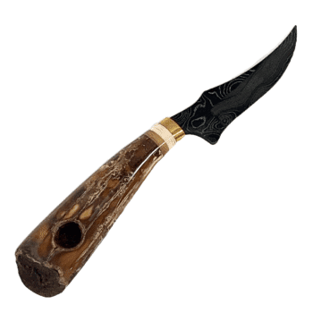 8.5" Fire Starter Artifact Handle Damascus Upsweep Blade Knife, Alaska Mint