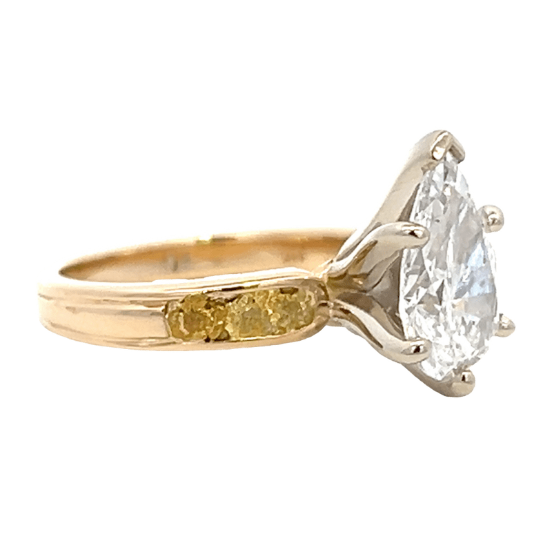 2.00 Ct Pear Lab Grown Diamond in 14k Yellow Gold Ladies Ring, Alaska Mint