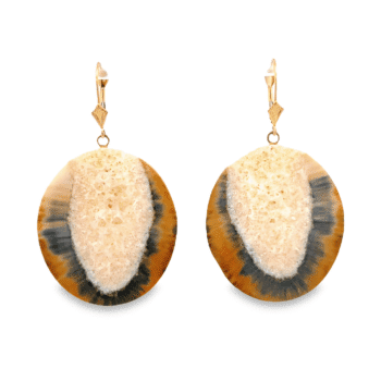 Tricolor Round Fossilized Ivory Leverback Earrings, Alaska Mint