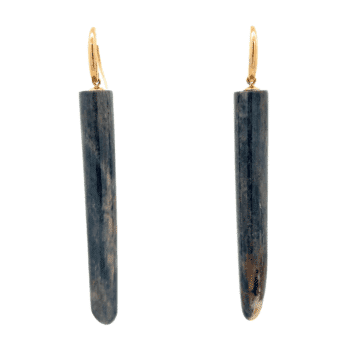 Midnight Blue Drop Fossilized Ivory Dangle Earrings, Alaska Mint