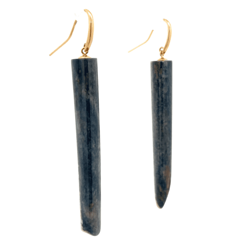 Midnight Blue Drop Fossilized Ivory Dangle Earrings, Alaska Mint