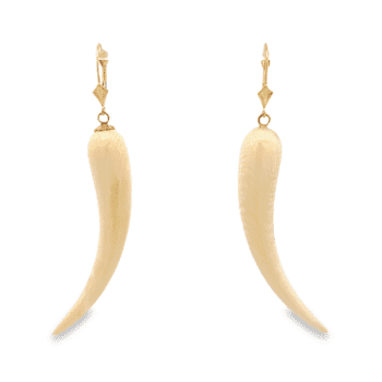 Tusk Shaped Fossilized Ivory Leverback Earrings, Alaska Mint