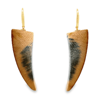 Blue & Brown Tusk Shaped Fossilized Ivory Dangle Earrings, Alaska Mint