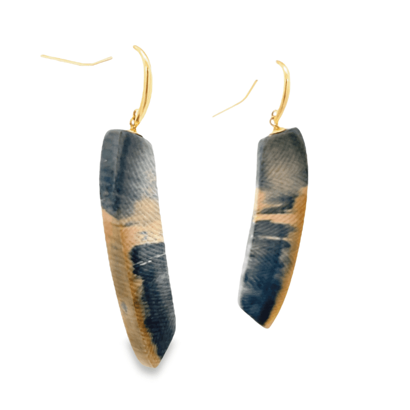 Blue Drop Fossilized Ivory Dangle Earrings, Alaska Mint