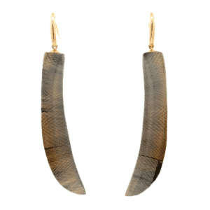 Natural & Blue Fossilized Ivory Dangle Earrings, Alaska Mint
