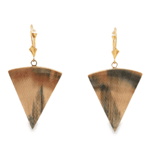 Inverted Triangular Fossilized Ivory Leverback Earrings, Alaska Mint