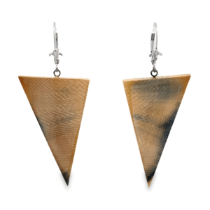 Inverted Triangle Fossilized Ivory Leverback Earrings, Alaska Mint