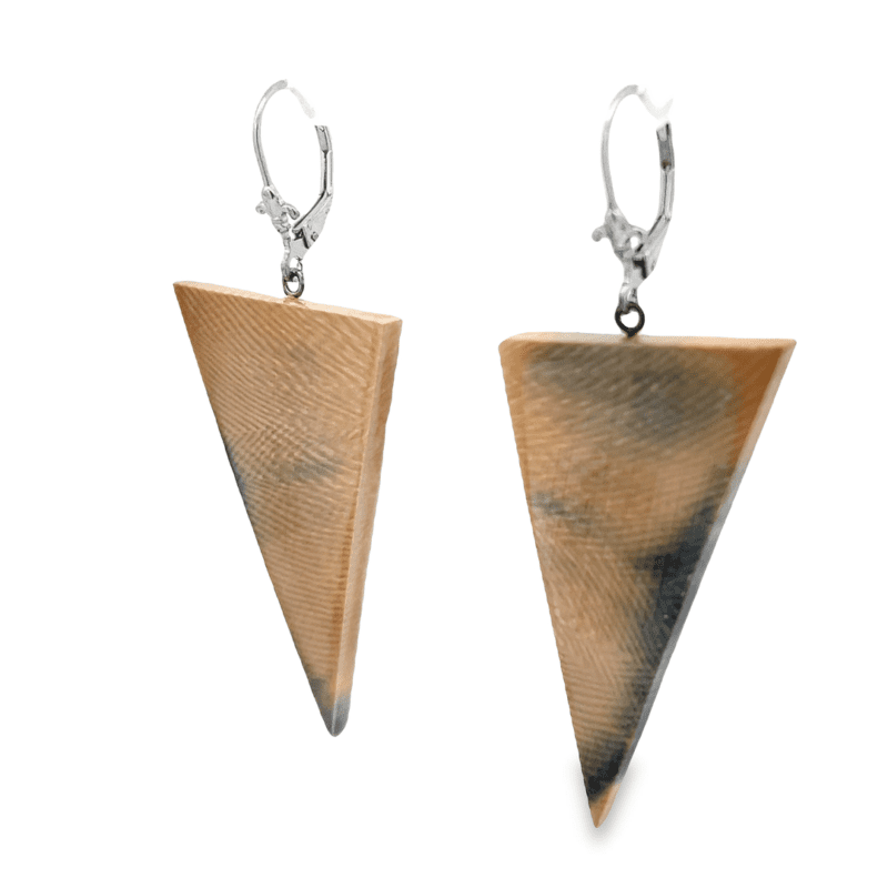 Inverted Triangle Fossilized Ivory Leverback Earrings, Alaska Mint