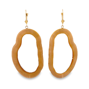 Caramel Colored Hoop Fossilized Ivory Leverback Earrings, Alaska Mint
