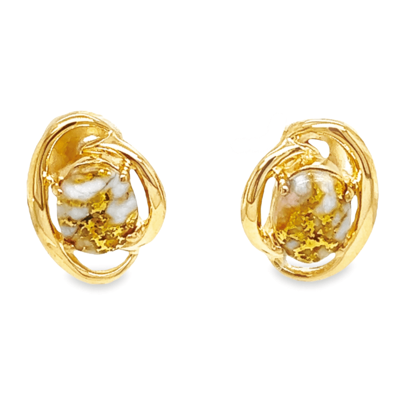 Post 14k Gold Quartz Earrings, Alaska Mint