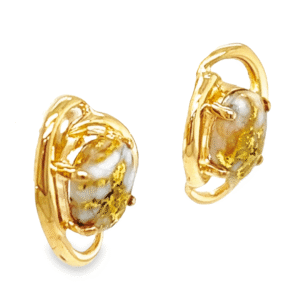 Post 14k Gold Quartz Earrings, Alaska Mint