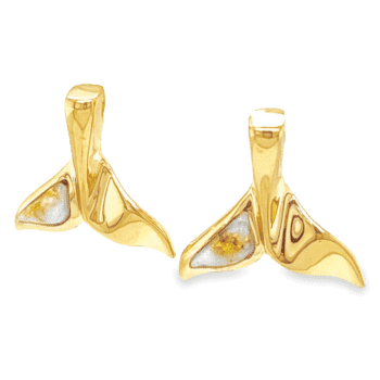 Post Whale Tail Gold Quartz Earrings, Alaska Mint