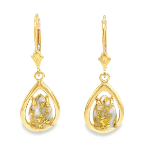Leverback Gold Quartz Earrings, Alaska Mint