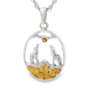 Citrine Gold Nugget Howling Wolf Sterling Silver Ladies Pendant, Alaska Mint